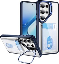 Wallet Phone Case with Clear Card Holder and Camera Stand for Samsung S26 Ultra