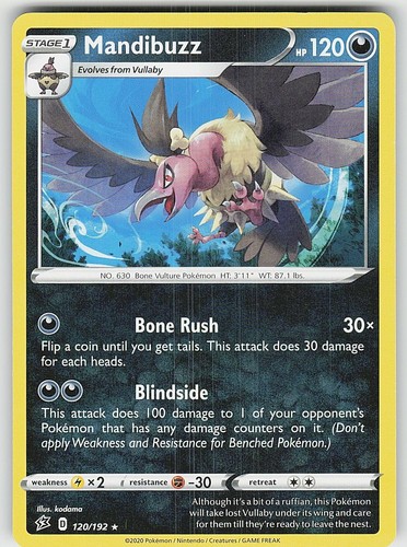 Mandibuzz 120/192 Rare Rebel Clash Pokemon NM