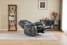 Grey Faux Leather Recliner Chair with Vibration and Heating