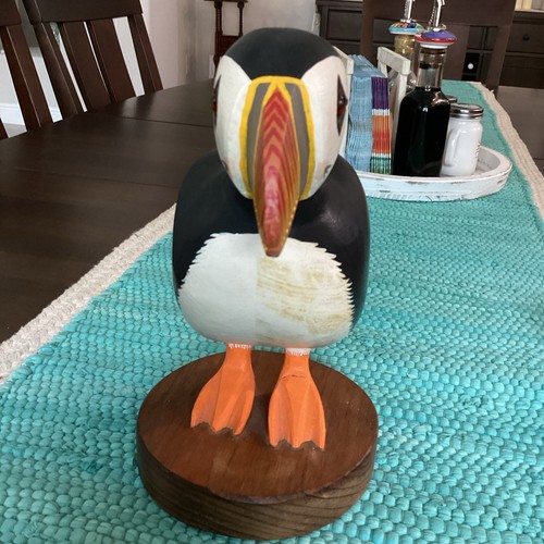 Puffin atlantico intagliato in legno firmato - Foto 5 di 17