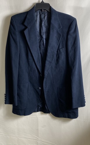 Lanvin, Blazer sportivo vintage Lanvin uomo blu navy piuma scamosciato taglia 42