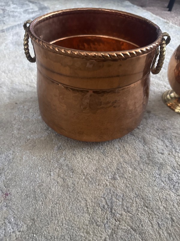 hammered copper cauldron antique