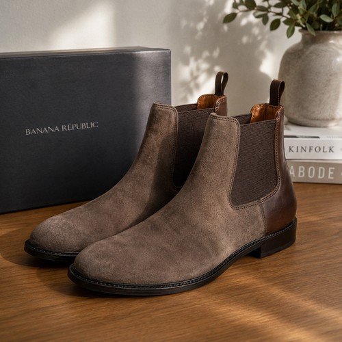 Banana Republic Dwen Chelsea Boots Men’s 11 Espresso Brown Suede Leather