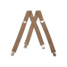 Adjustable Terry Suspenders for Men in Taupe One Size Fits All