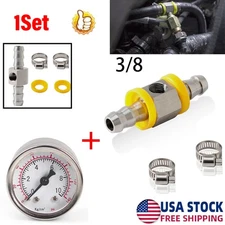Fuel Pressure Gauge 0-140PSI with In-Line Adapter 3/8 Inch Oil Pressure Gauge 1x