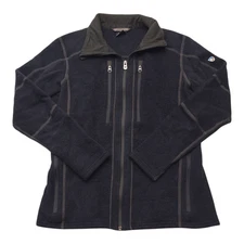 Kuhl Mens M Alfpaca Kashmira Full Zip LS Sweater Pocket Thumb Loop Navy Blue