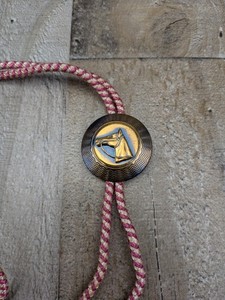 Vintage Brass Horse Head Bolo Tie Gold Tone Western