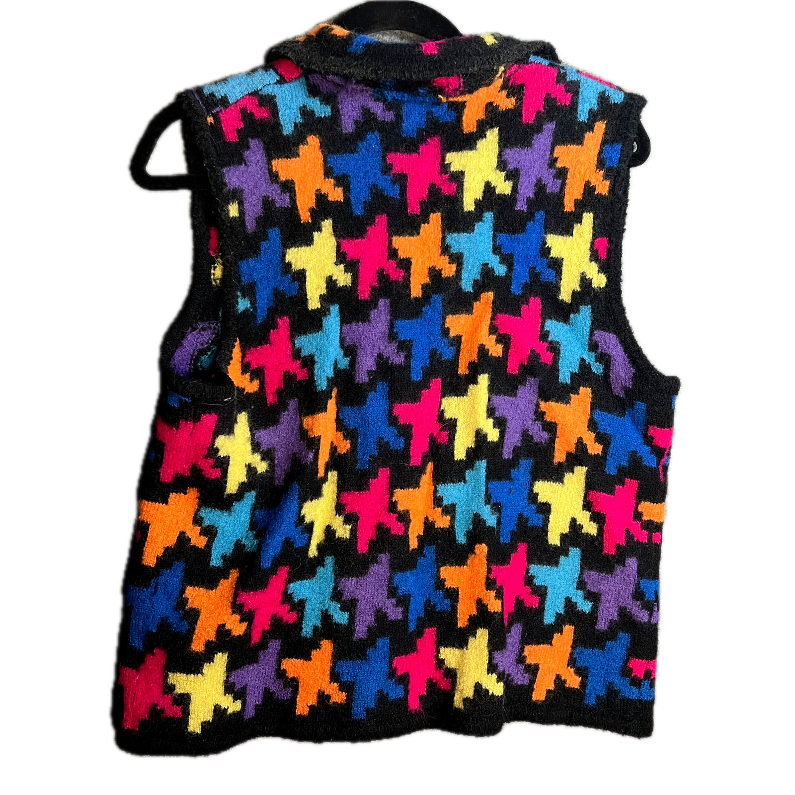 VTG Patchwork 100% Wool Collared Sweater Vest Sz … - image 2