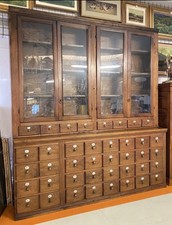 ANTICA CREDENZA FARMACIA 40 CASSETTI 4 ANTE 1800 LEGNO NOCE CASSETTIERA VETRINA
