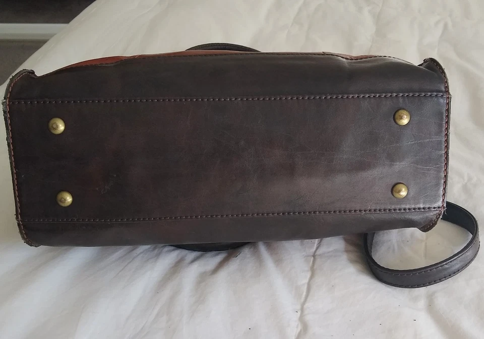 Bolso Bandolera TIGNANELLO Dos Tonos Sillín y Cuero Marrón Caoba Foto 4 de 4