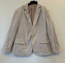 PJ Paul Jones Blazer Mens XL Beige Herringbone 2 Button Sport Coat Jacket
