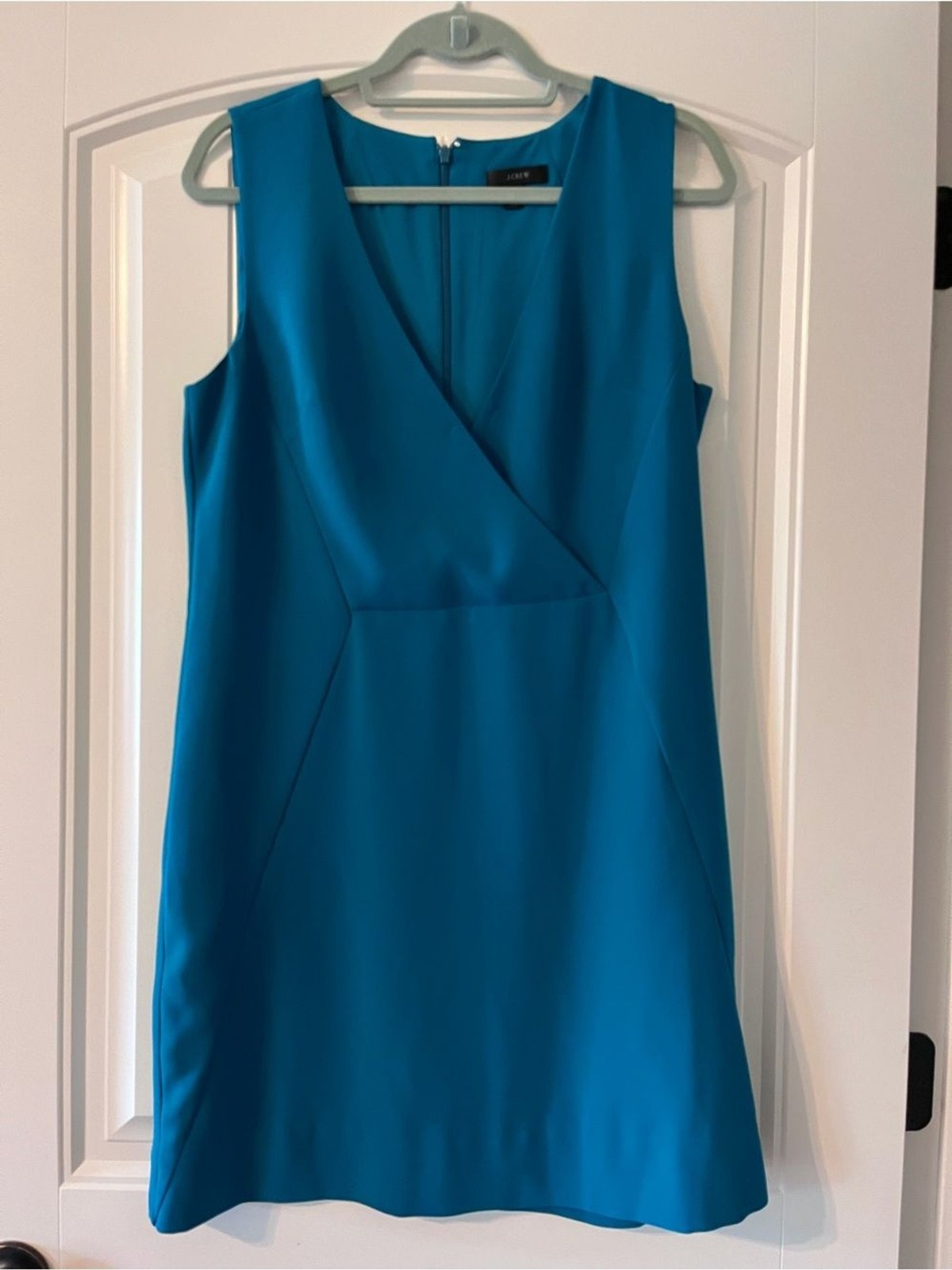 J. Crew Teal Sleeveless V-Neck Mini Dress business casual size 10 flattering