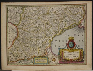 SOUTHERN LANGUEDOC FRANCE 1660ca HONDIUS & TAVERNIER UNUSUAL ANTIQUE MAP
