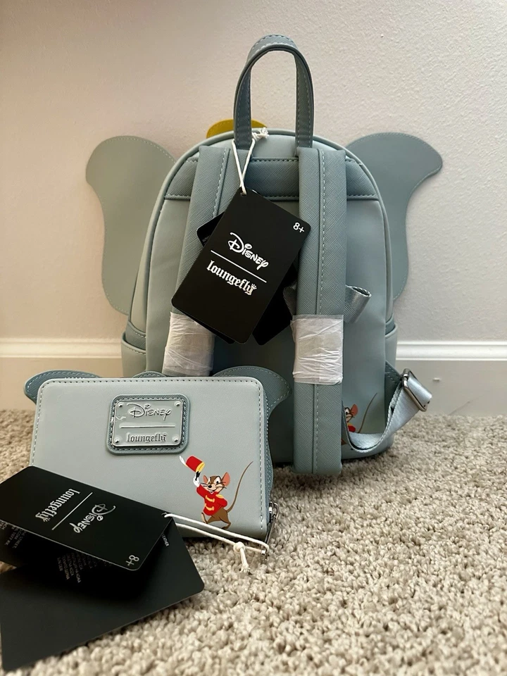 Mini mochila Loungefly Disney Dumbo con orejas figurativas y billetera a juego nueva con etiquetas Foto 2 de 4