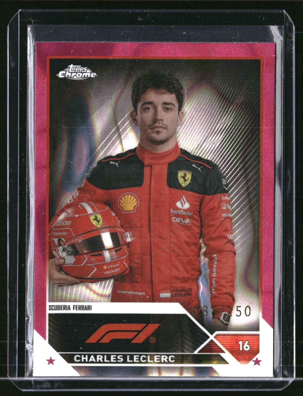 2023 Topps Chrome Formula 1 F1 Charles Leclerc Portrait Fuchsia Lava 086/250 #5