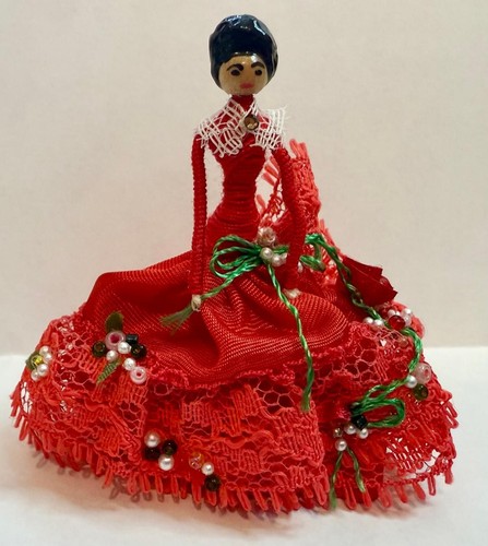 RARE ANTIQUE Seed Head Miniature Dolls Fancy Dresses Hats WS 2.5" 1920-50s - Picture 16 of 26