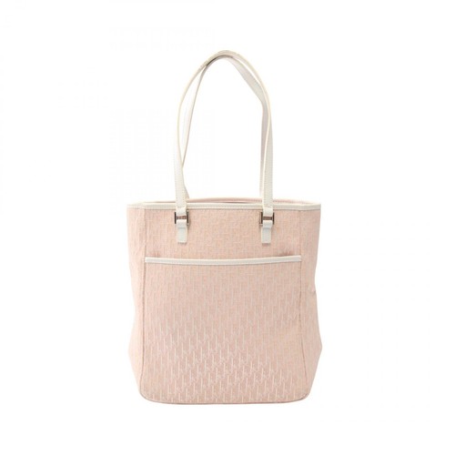 Christian Dior Trotter Tote Shoulder Handbag canvas leather Pink White Used