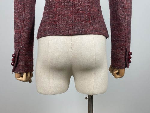 MOSCHINO CHEAP AND Vintage Burgundy Wool Suit 3 Button Blazer Size IT 40 US 6 - Picture 11 of 19