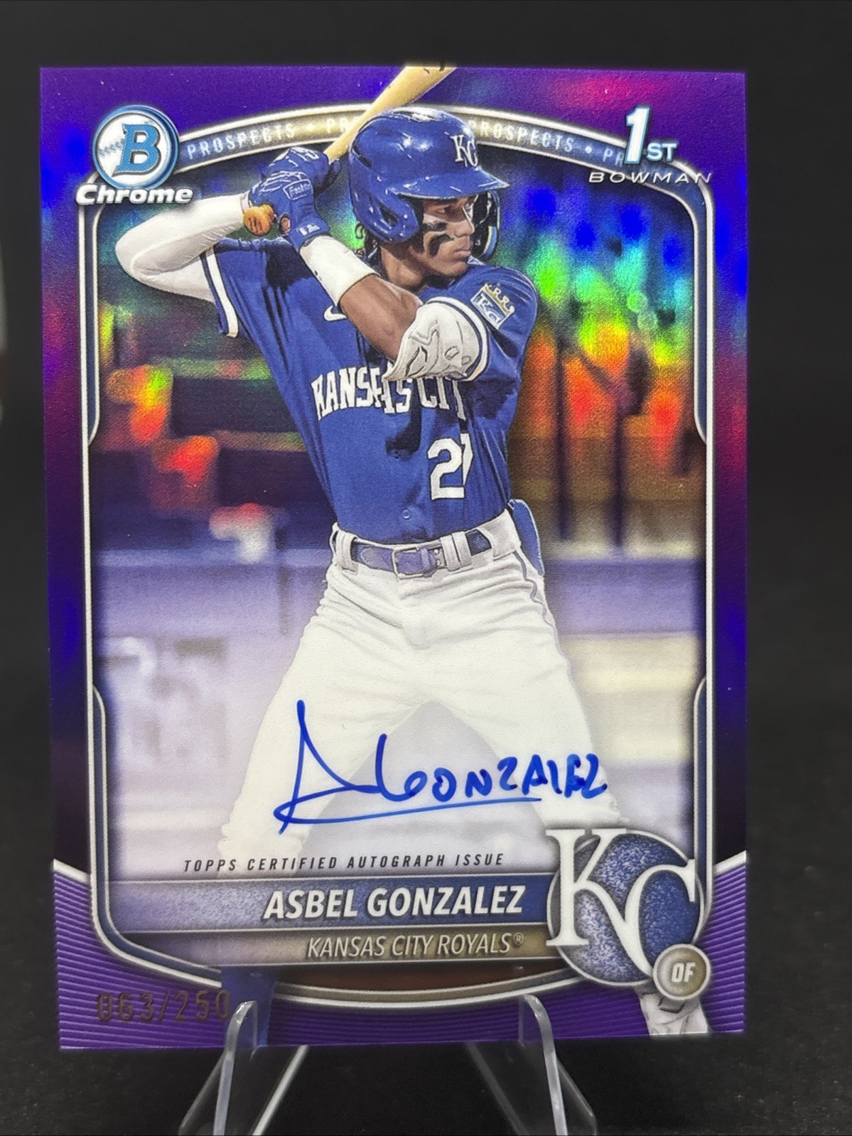 Asbel Gonzalez 2025 Bowman Chrome 1st Bowman Prospect Auto Purple /250 #CPA-AG
