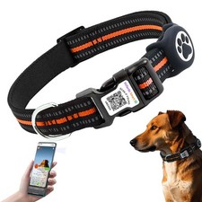 Reflective Airtag Dog Collar with QR Code, Waterproof Airtag Holder, Soft Pad...