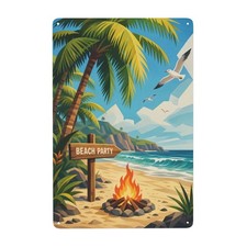 Metal Beach Party Sign Coastal Theme Perfect Vintage Metal Sign 8x12 Inch