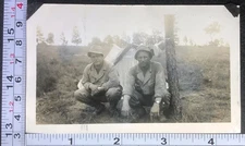 Military Soldiers Field Tent Camping Training Vintage BW Photo Snapshot