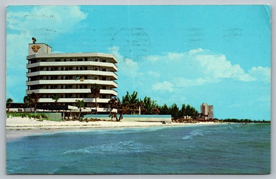 #ad Vintage Lido Beach Sarasota FL Three Crowns Hotel Litho Postcard $2.95