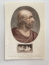 Antique Engraving of Hippocrates – 1809 Classical Portrait Father of Medicine