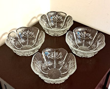 4 Lasisepät Mantsala/Dansk Cow Parsley 5" Clear Glass Salad Bowls P. Kallioinen