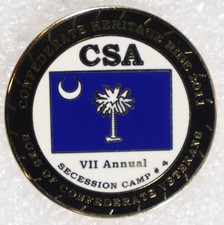 CSA Confederate Heritage Ride 2011 Pinback Button Secession Camp 4 Pin Lapel