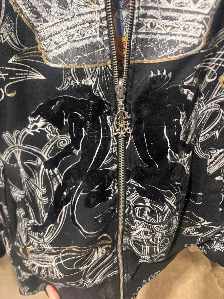 Christian Audigier Sudadera con Capucha Reversible Para Hombre Pequeña Foto 3 de 4