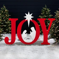 46" Outdoor Christmas Nativity Decor Sign 3pc JOY Yard Art Weather Resistant NEW