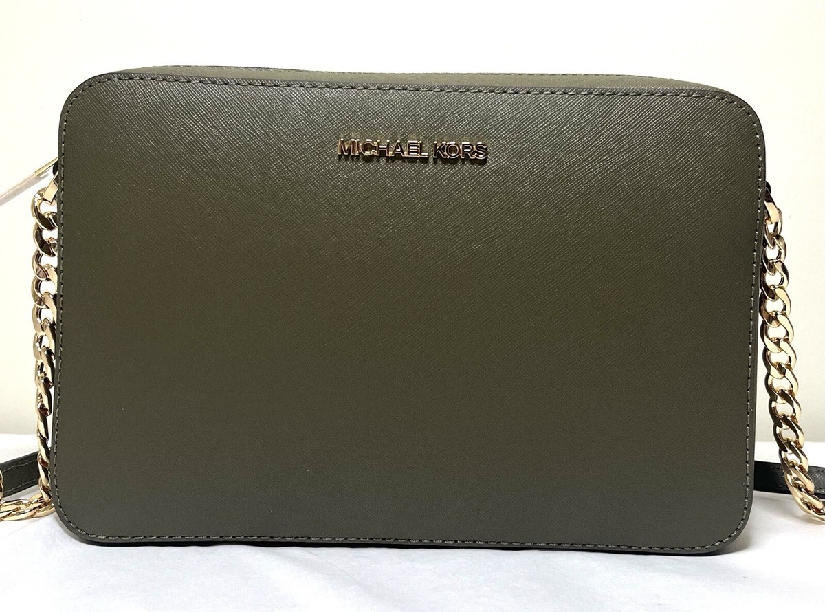 Michael Kors Jet Set Large EW Olive Saffiano Leather Crossbody