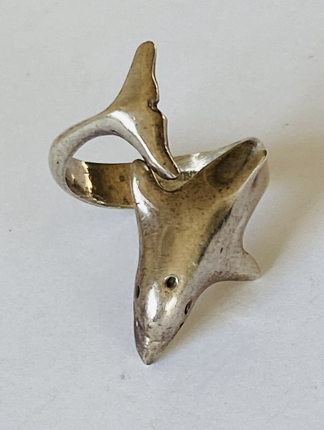 Vintage Solid Sterling Silver Dolphin Bypass Ring… - image 3