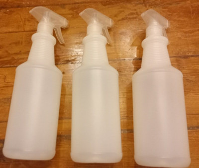 3 Pack 32 Ounce Spray Bottles, HDPE 28-400, 4 Position  Sprayer-Stream Spray Off