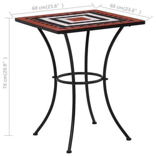 Mosaic Bistro Table Terracotta White 60cm Ceramic - Picture 8 of 8