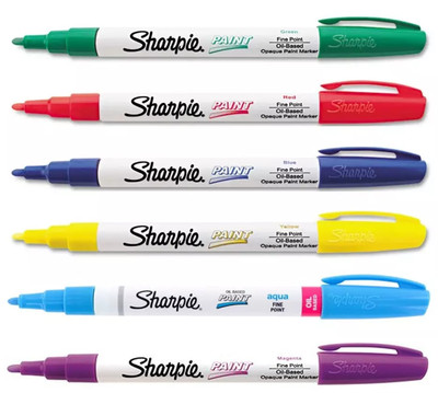 Sharpie Paint Marker Fine Tip Pen Oil Based - Red Blue Green Yellow Aqua Magenta