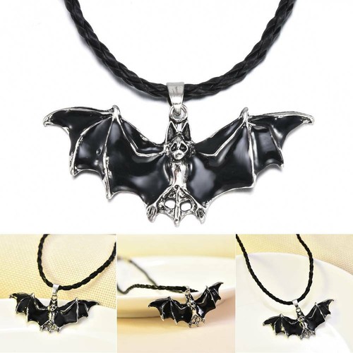 Fashion Rope Enamel Bat Pendant Necklace Unisex Gothic Jewelry Halloween Gifts - Bild 5 von 12