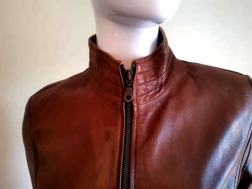 Vera Pelle Brown Fitted Zipper Fashion Fitted Leather Jacket 46 , ITALY - Picture 3 of 7