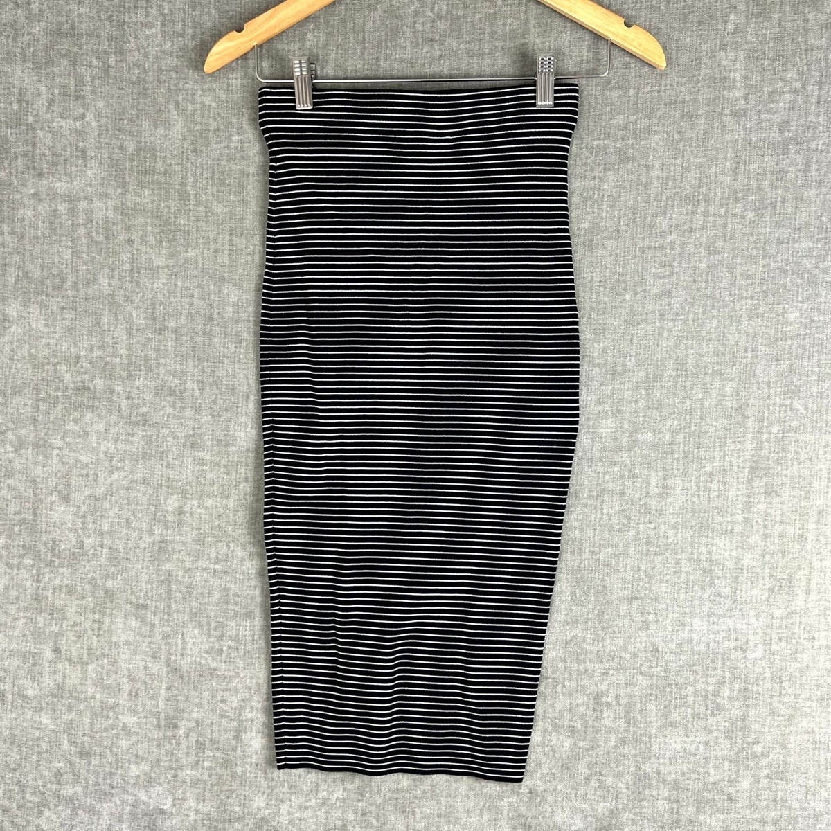 Witchery Womens Size Straight Pencil Midi Skirt Black Striped