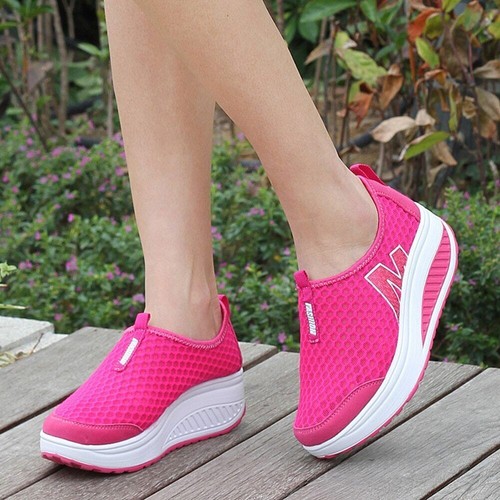 Women Flat Sneakers Platform Shoes Loafers Breathable Air Mesh Wedges Shoes - 第 24/29 張圖片