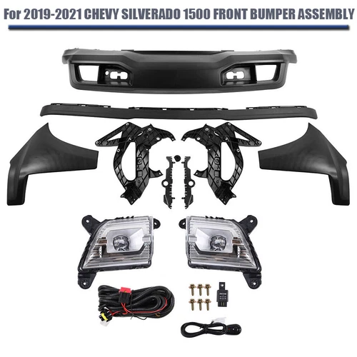Front Bumper Grille Assembly Kit For 2019-2022 Chevrolet Silverado 1500 - Picture 4 of 17