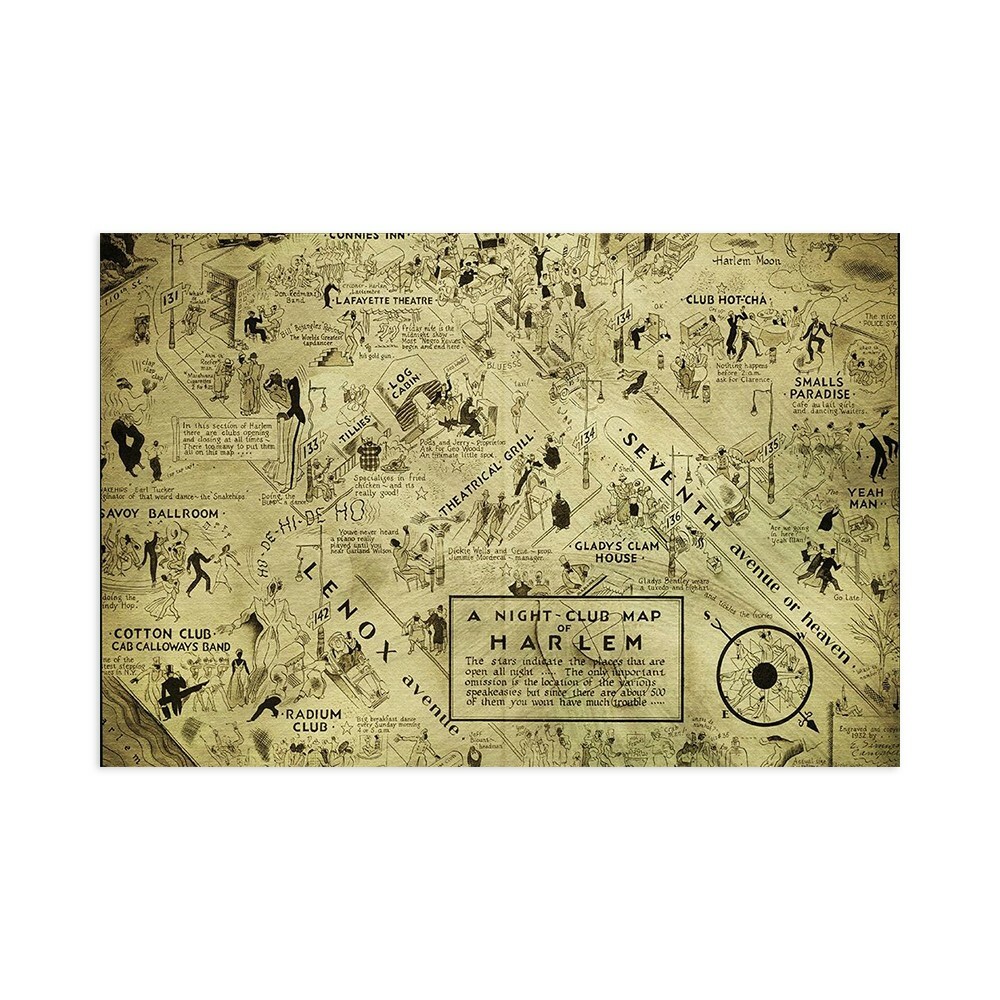 Stampa su Tela su Carta Poster o Quadro Cannon Bill A night club map of Harlem Stampa su Tela su Carta Poster o Quadro Cannon Bill A night club map of Harlem