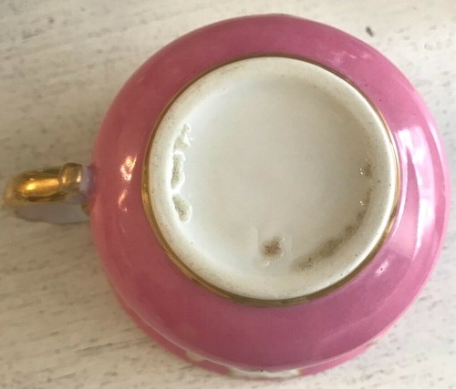 ANTIKE GROSSE ROSA PORZELLAN TEETASSE gold vergoldet Akzente handbemalt Blumen - Bild 6 von 6