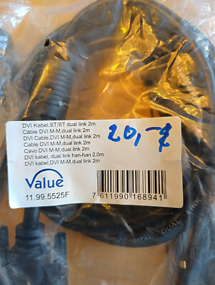 DVI-Adapterkabel   2 m (bi-direktional, DVI-D 24+1/High Speed   M-M, dual link 