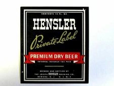 IRTP Hensler PRIVATE LABEL vintage beer label NJ 12 oz