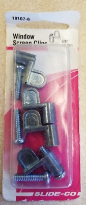 Window Clips Slide Slide-Co 18107-6 Window Screen Diecast Clips with Screws, Mill, 3/8