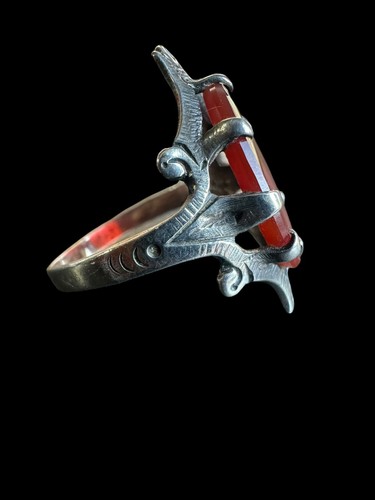 Vintage Sterling Silver Red Cab Ring Size 8.75 - Picture 2 of 4