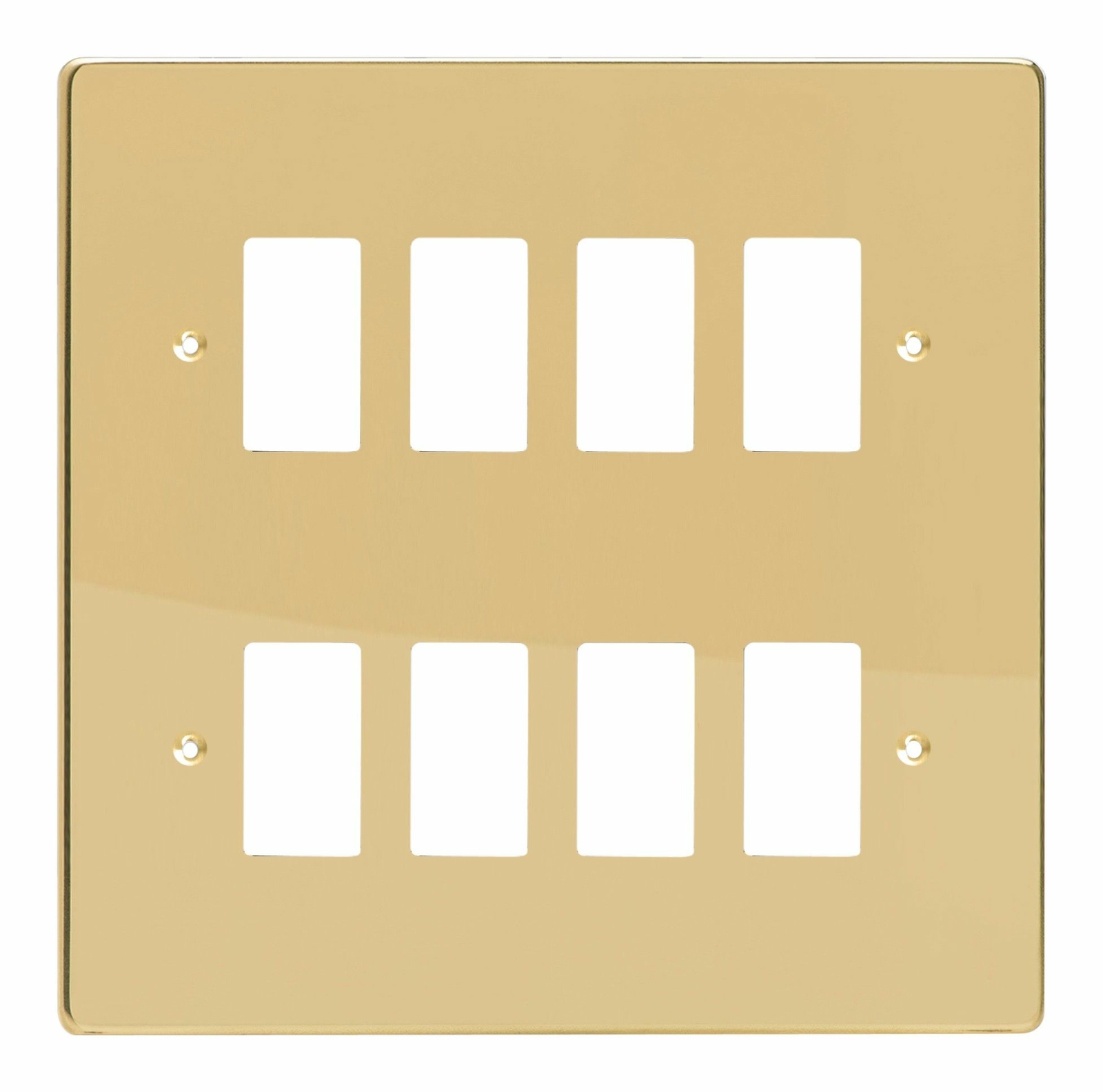 Varilight XDVPG8 PowerGrid Polished Brass 8-Gang Grid Plate (Double Twin Plate)