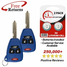 2 Remote Key Fob 4btn Blue for 2005 2006 2007 Jeep Liberty